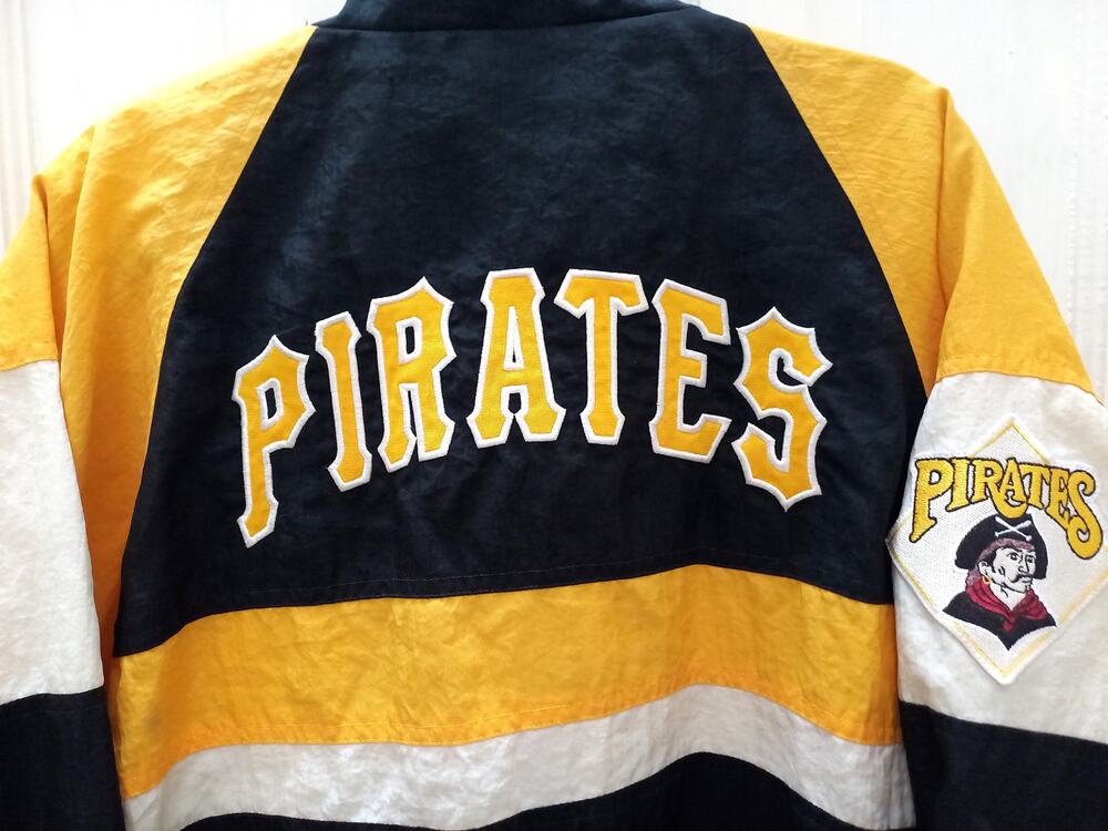 Pittsburgh Pirates 90s APEX Color Block windbreaker jacket M L blk gold MLB vtg